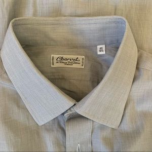Charvet Grey Men’s Dress Shirt 15 3/4 Excellent